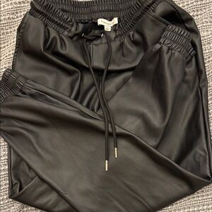 Francesca’s Faux Leather Joggers in Black